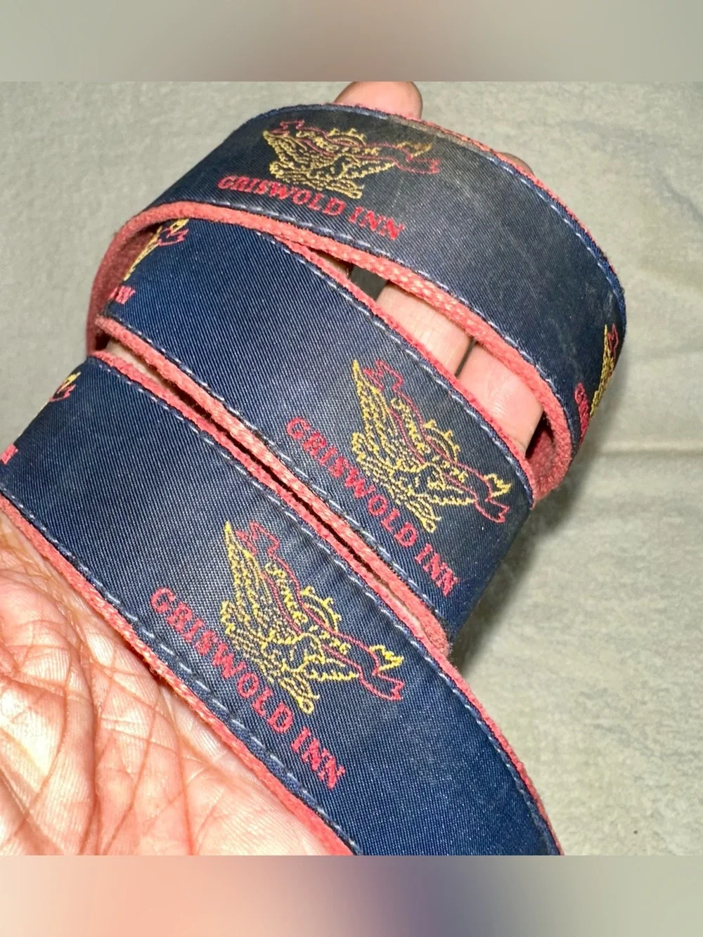 Vintage Griswold Inn Ribbon Leather Belt Solid Brass Buckle USA Sz 42